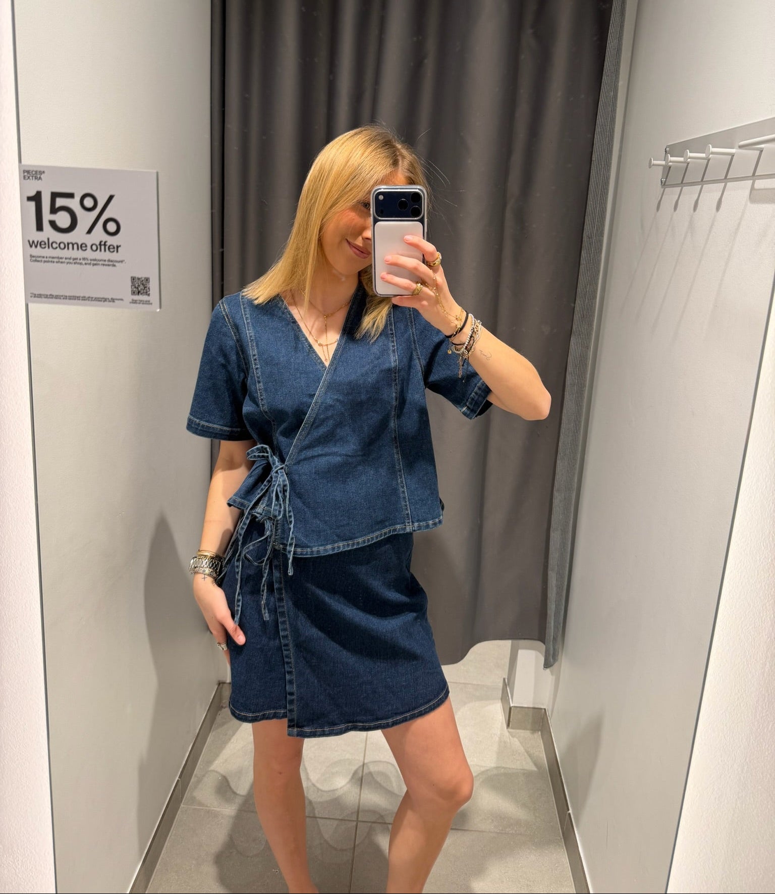 PCFLORA Denim Shirt - Dark Blue Denim